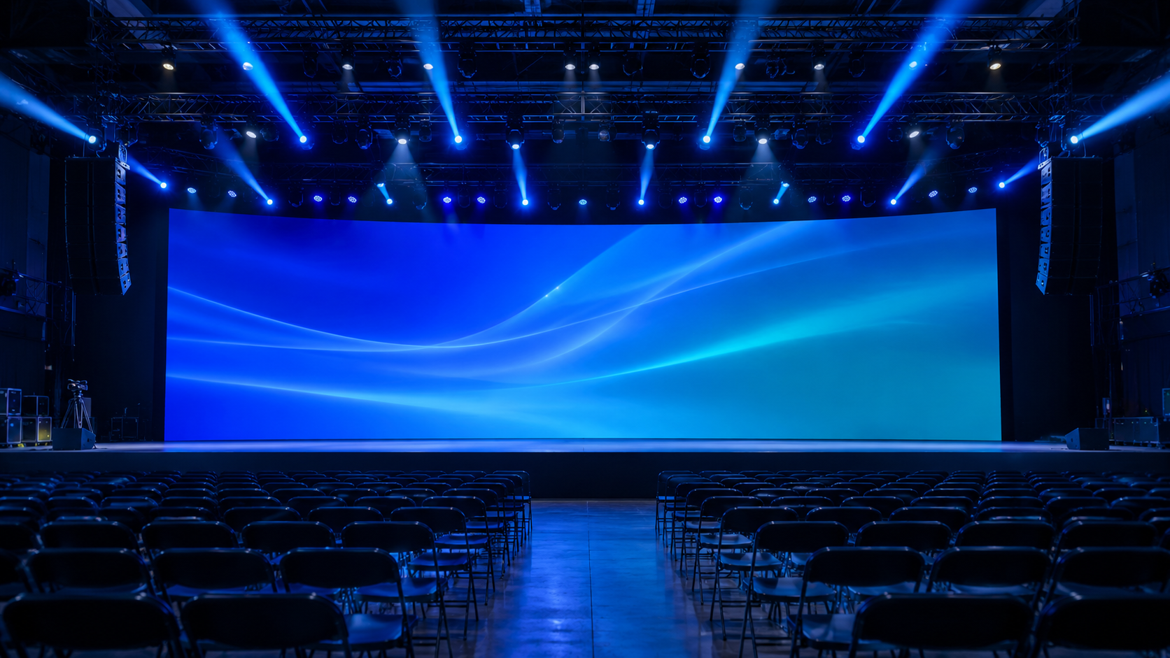 Escenario con videowall LED, instalación audiovisual IDTV 360